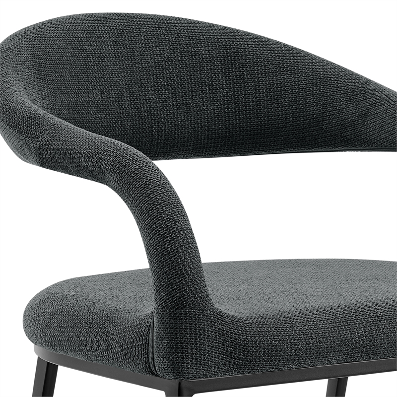 Diaz Morgan 5 Piece Round Glass Dining Table Set with Charcoal Fabric
