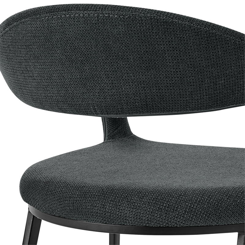 Diaz Morgan 5 Piece Round Glass Dining Table Set with Charcoal Fabric