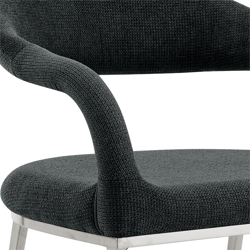 Diaz Morgan 5 Piece Round Glass Dining Table Set with Charcoal Fabric