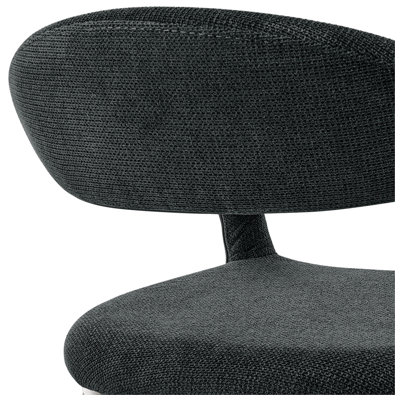Diaz Morgan 5 Piece Round Glass Dining Table Set with Charcoal Fabric