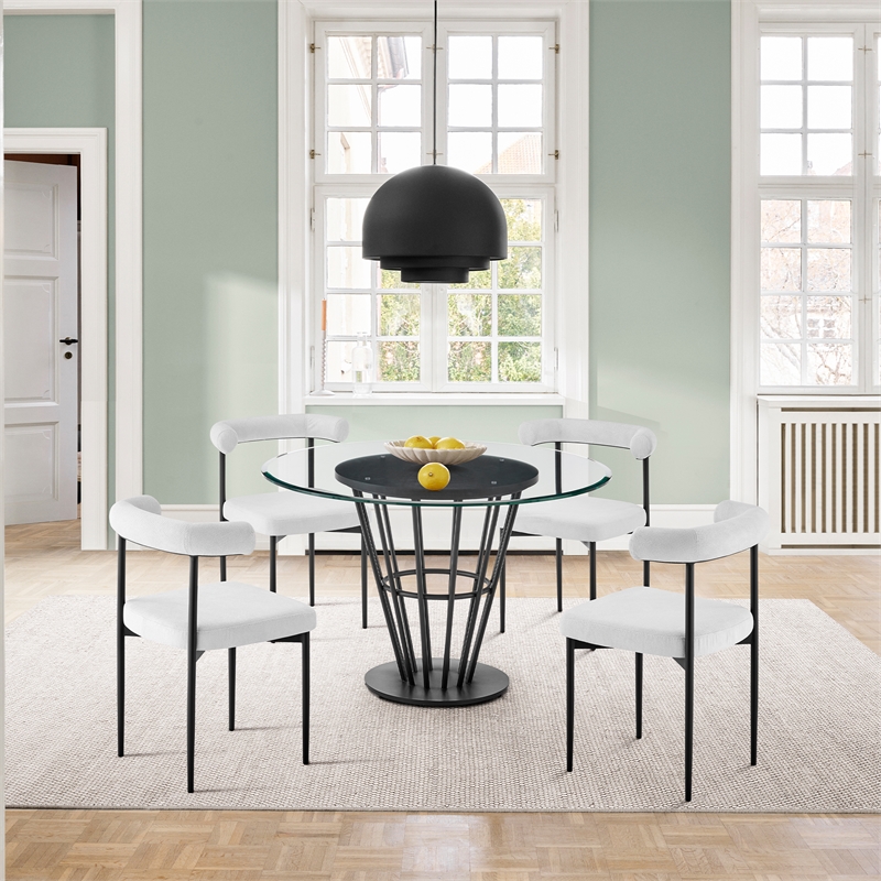 Veronica Shannon 5 Piece Round Dining Set with Thundercloud Gray Fabric