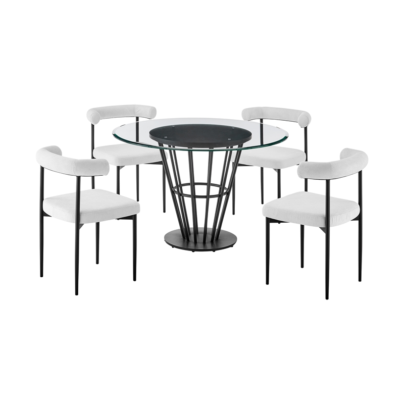 Veronica Shannon 5 Piece Round Dining Set with Thundercloud Gray Fabric