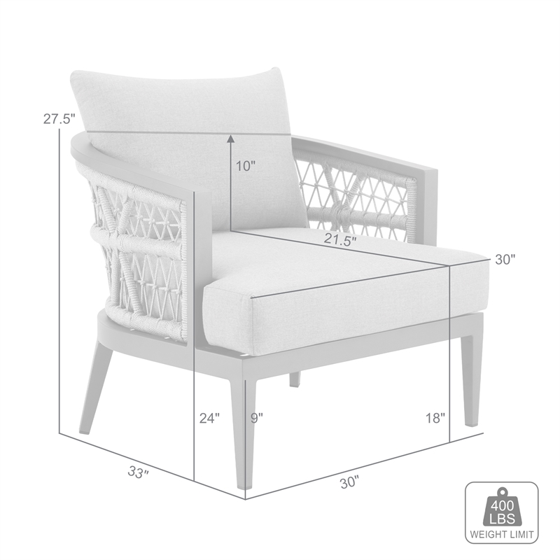 Zella Outdoor Patio Armchair in Aluminum