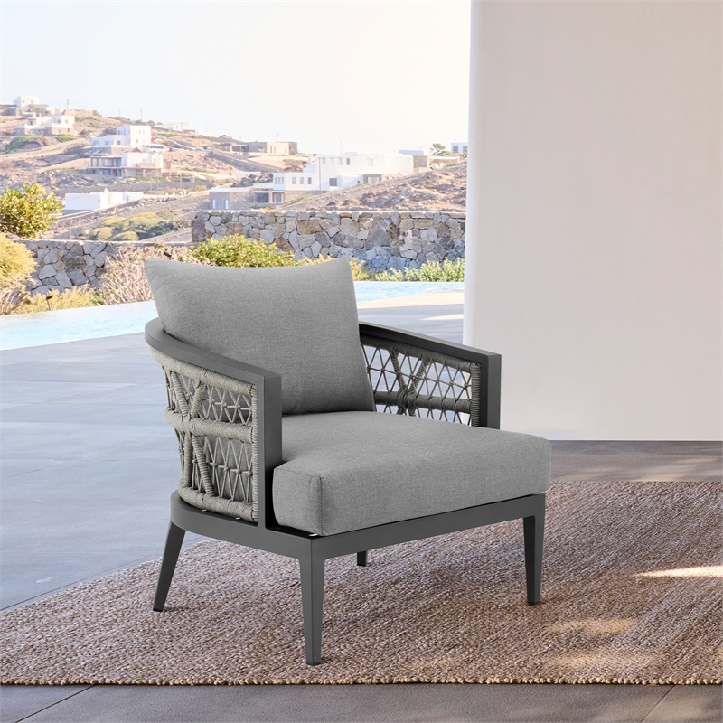 Zella Outdoor Patio Armchair in Aluminum