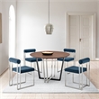 Joana Anastasia 5 Piece Round Dining Set with Blue Fabric
