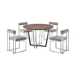 Joana Anastasia 5 Piece Round Walnut Dining Set Light Gray Fabric