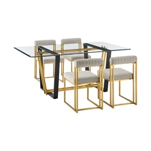 Kai Anastasia 5 Piece Rectangular Dining Set with Taupe Fabric