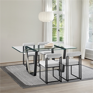 Kai Anastasia 5 Piece Rectangular  Dining Table Set with Light Gray Fabric