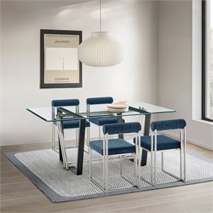 Kai Anastasia 5 Piece Rectangular Dining Set  Blue Fabric