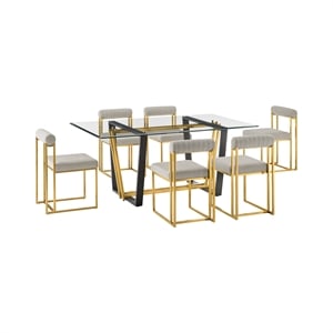 Kai Anastasia 7 Piece Rectangular  Dining  Set with Taupe Fabric
