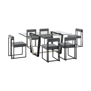 Kai Anastasia 7 Piece Rectangular Dining Set with Anchor Gray Fabric