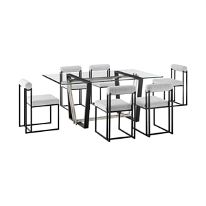 Kai Anastasia 7 Piece Rectangular Dining  Set with Light Gray Fabric