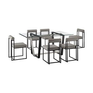 Kai Anastasia 7 Piece Rectangular  Dining Set with Light Gray Faux Leather