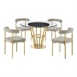 Veronica Shannon 5 Piece Round Dining Set with Taupe Fabric