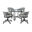 Tibet 5 Piece Dining Set with Round Tabletop and Faux Leather Rolling Chairs