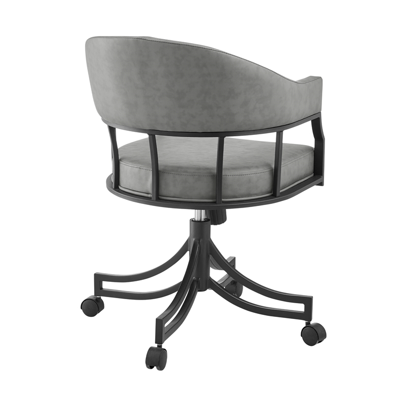 Tibet 5 Piece Dining Set with Round Tabletop and Faux Leather Rolling Chairs