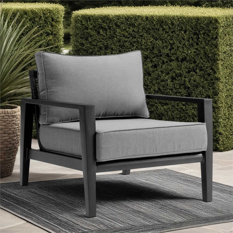 Cayman Aluminum Outdoor Chair in Black and Dark Gray