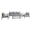 Crown Aluminum and Teak Wood Outdoor Chair in Black and Dark Gray