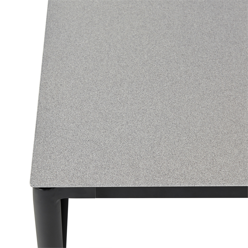 Crown Aluminum and Teak Wood Outdoor Coffee Table in Black