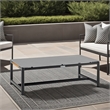Crown Aluminum and Teak Wood Outdoor Coffee Table in Black