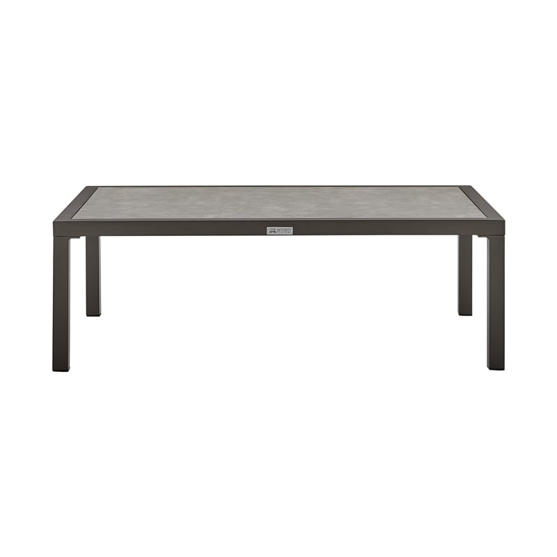 Mareike Aluminum Outdoor Coffee Table in Brown with Ceramic Tabletop