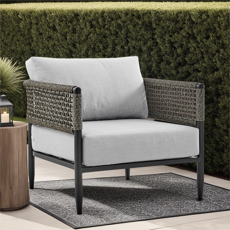 Koda Aluminum Outdoor Sofa in Black and Dark Gray