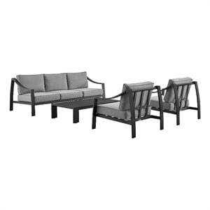 Koda Aluminum Outdoor Sofa in Black and Dark Gray