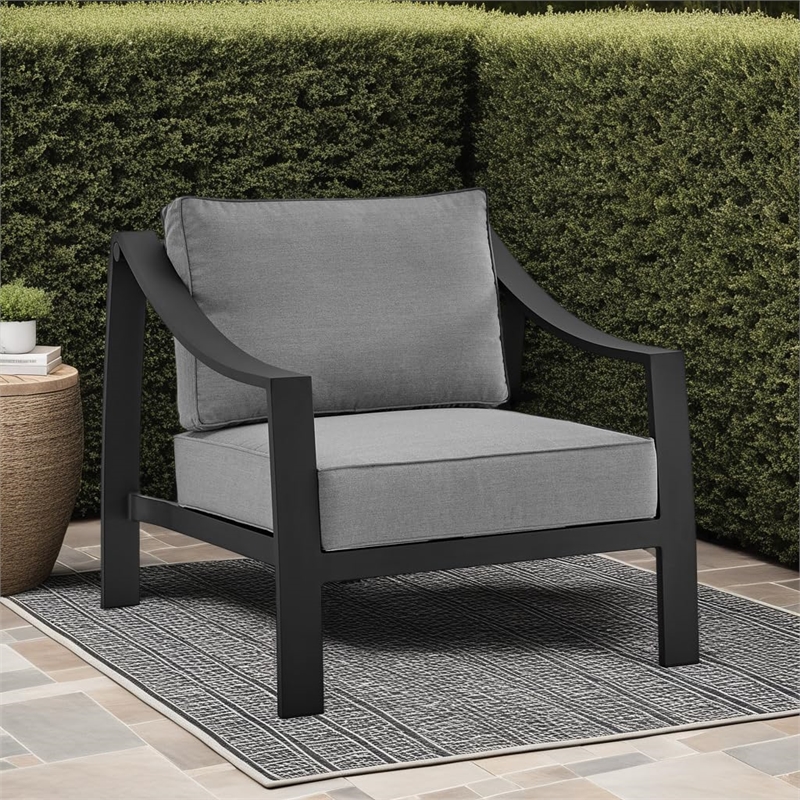 Koda Aluminum Outdoor Chair in Black and Dark Gray