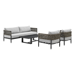 Alegria Aluminum and Rope Outdoor Sofa in Black and Gray