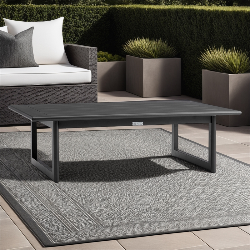 Cayman Aluminum Outdoor Sofa in Black and Dark Gray