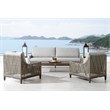 Grenada Wicker and Aluminum Outdoor Chair in Brown with Gray Cushions