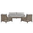 Grenada Wicker and Aluminum Outdoor Chair in Brown with Gray Cushions