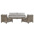 Grenada Wicker and Aluminum Outdoor Chair in Brown with Gray Cushions