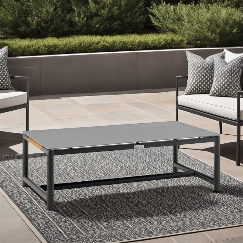 Grenada Wicker and Aluminum Outdoor Sofa in Brown with Gray Cushions