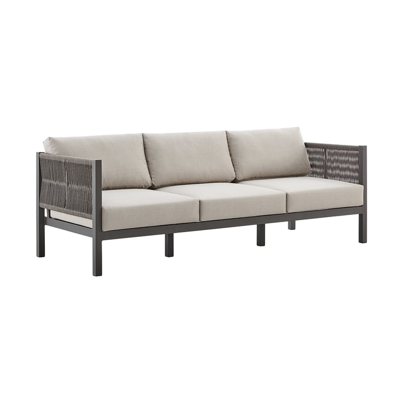 Mareike Aluminum and Rope Outdoor Sofa in Brown