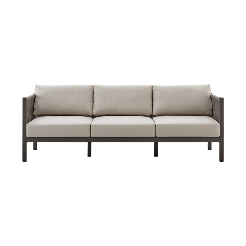 Mareike Aluminum and Rope Outdoor Sofa in Brown