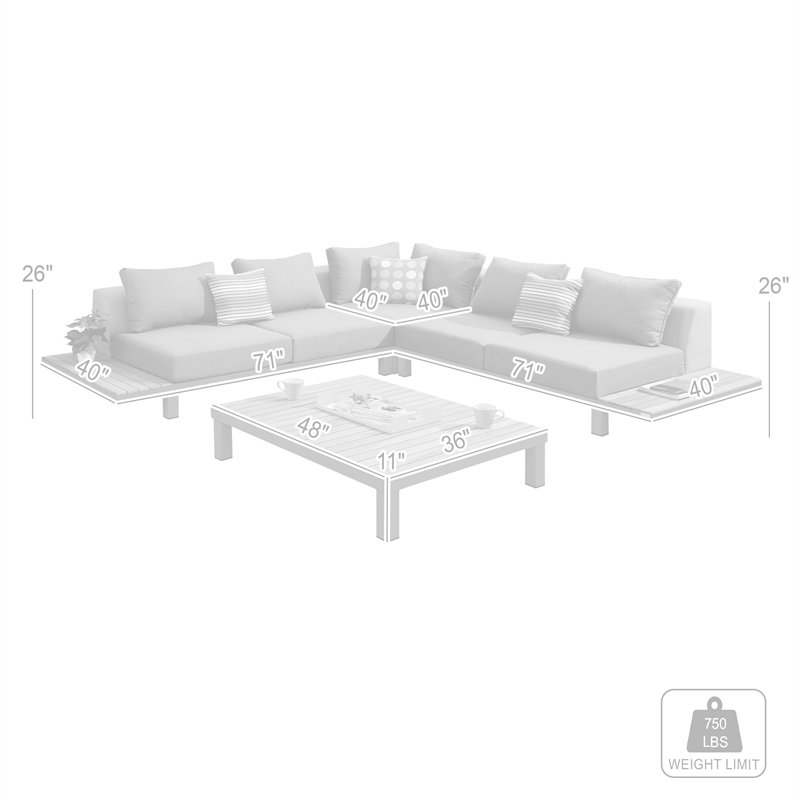 Menorca Aluminum Outdoor Coffee Table in Dark Gray
