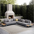 Polo Aluminum and Teak Wood Outdoor Sectional Sofa in Gray