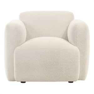 Sierra Modern Ivory Accent Chair with Rounded Arms in Boucle Fabric