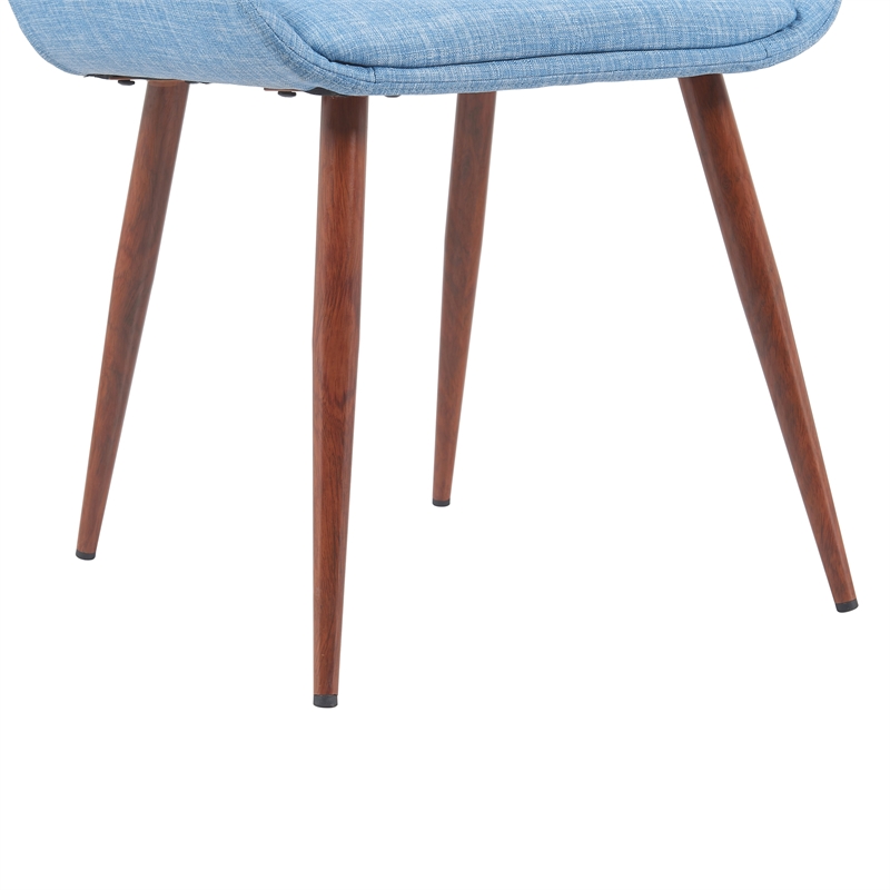 Panda Upholstered Dining Chair in Walnut Finish with Light Blue Fabric Seat
