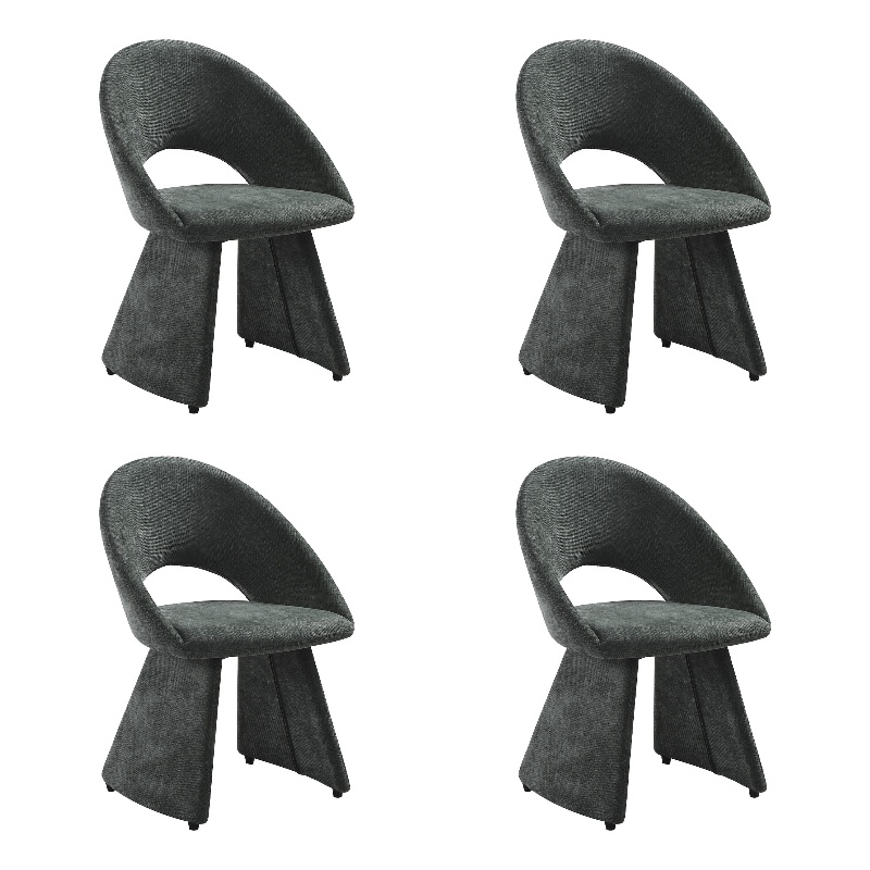 Angelina Modern Curved Back Forest Green Upholstered Dining Chair - Set of 4