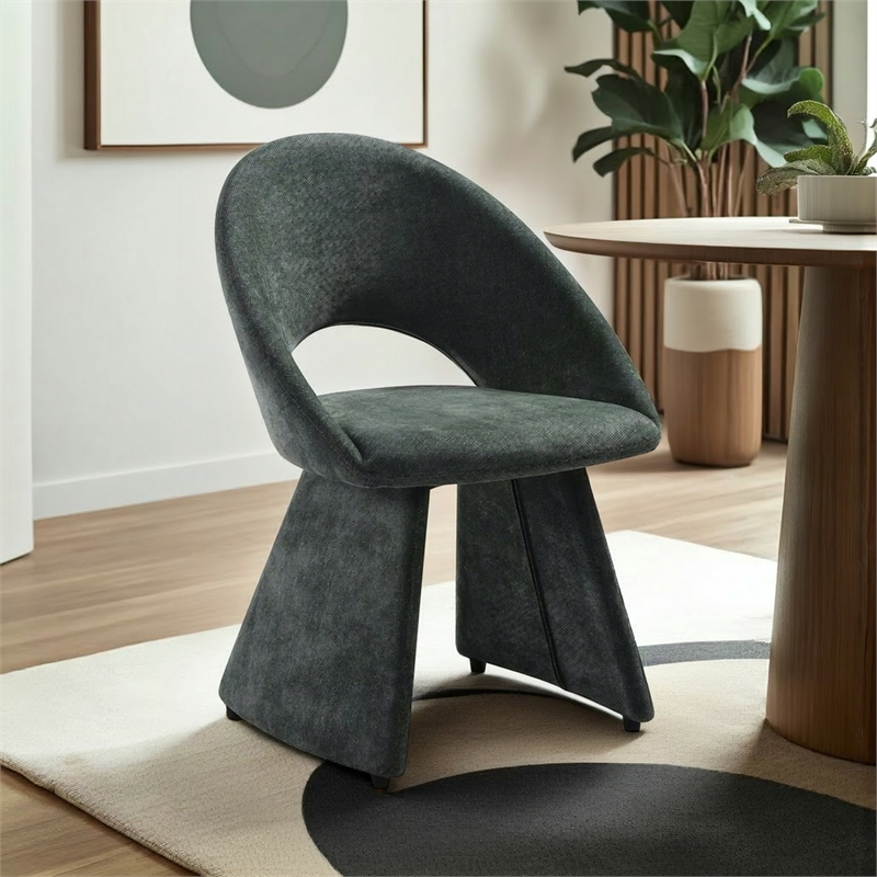 Angelina Modern Curved Back Forest Green Upholstered Dining Chair - Set of 6