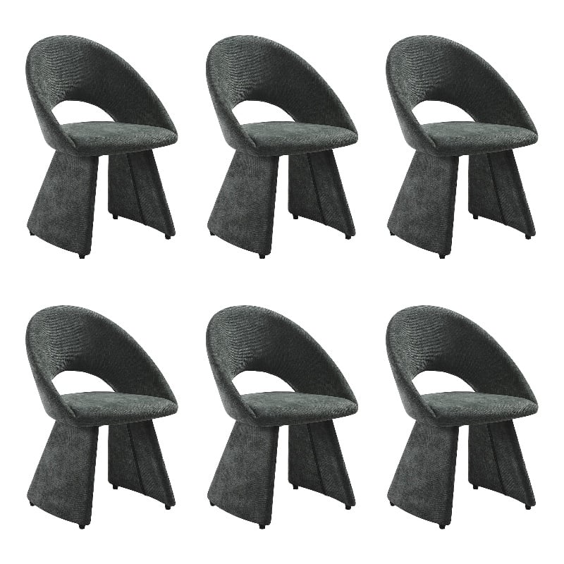 Angelina Modern Curved Back Forest Green Upholstered Dining Chair - Set of 6
