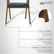 Santana Wood Dining Chair in Walnut Finish with Blue Fabric - Set of 4