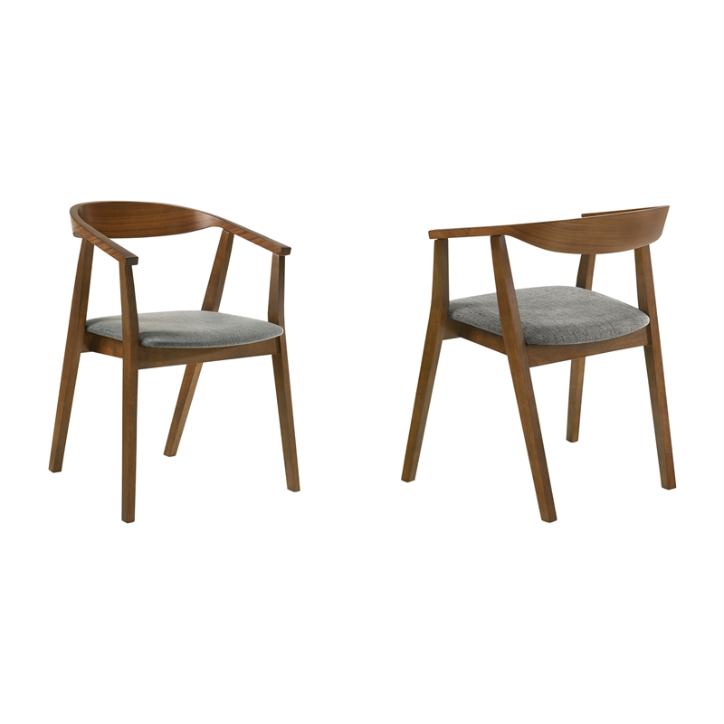Santana Wood Dining Chair in Walnut Finish with Charcoal Fabric - Set of 4