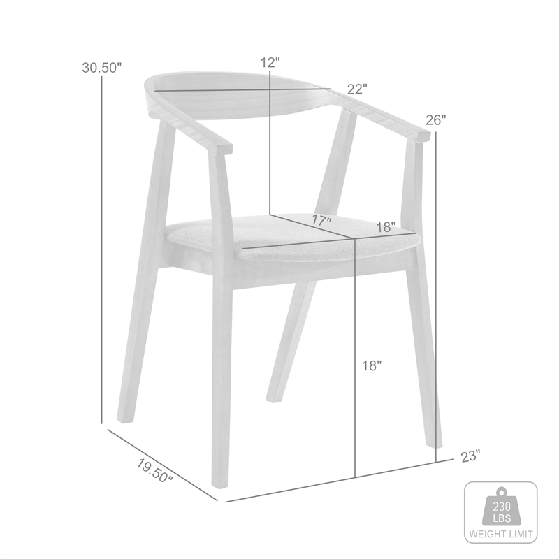 Santana Wood Dining Chair in Walnut Finish with Charcoal Fabric - Set of 6