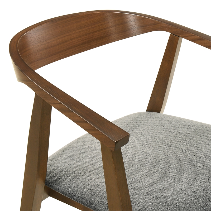 Santana Wood Dining Chair in Walnut Finish with Charcoal Fabric - Set of 6