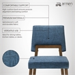 Channell Wood Dining Chair in Walnut Finish with Blue Fabric - Set of 4