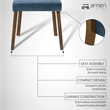 Channell Wood Dining Chair in Walnut Finish with Blue Fabric - Set of 4