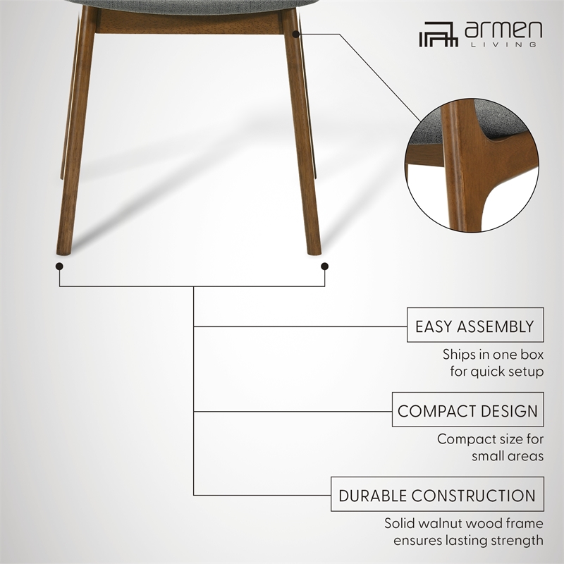 Kalia Wood Dining Chair in Walnut Finish with Charcoal Fabric - Set of 4